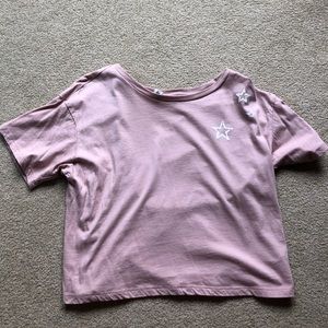 Pink w/ stars cropped tee